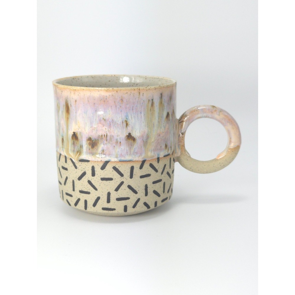 Public Holiday 'UNIVERSE RAW' Pottery Mug XL Oyster Glaze on Confetti Pattern